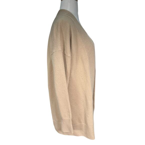 Vince Rib Placket Wool & Cashmere Blend Cardigan in Camel Size XS Soft Cozy Long - Picture 4 of 11